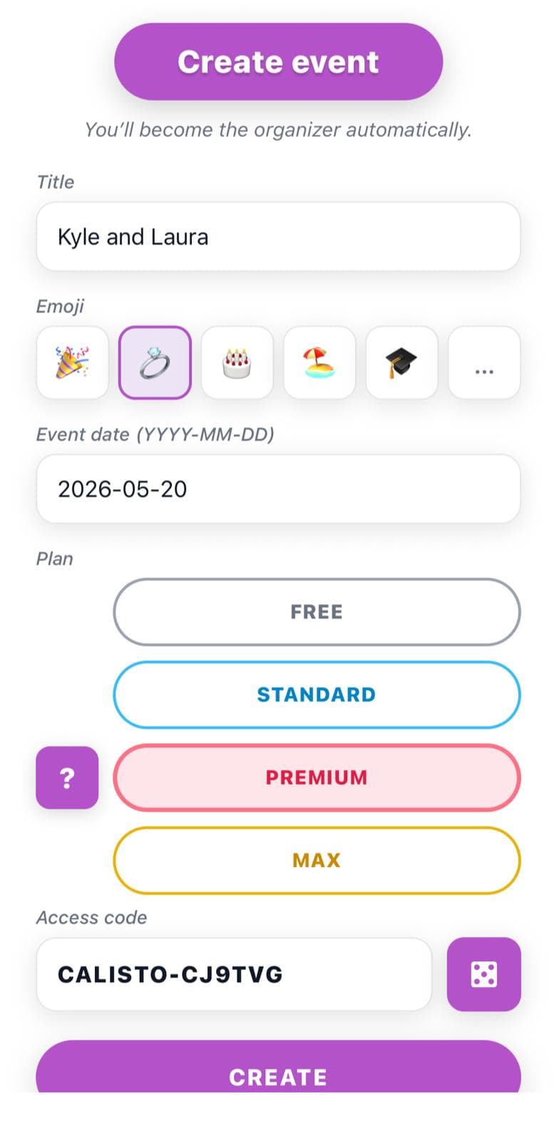 Calisto app — Gallery view